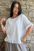 Hopsack Frill Box Top White